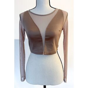 Charlotte Russe Crop Top | Long Sleeve Mesh Front | Size XS | Made in the USA